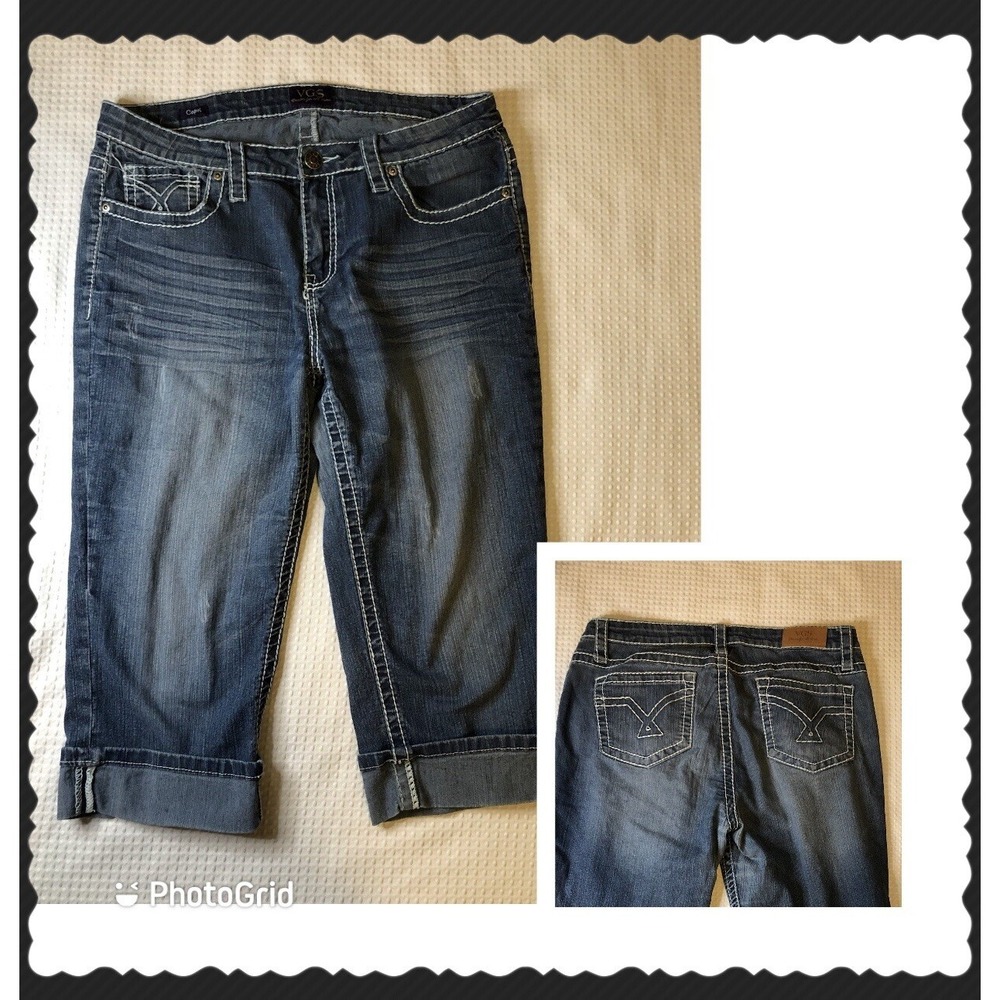 VGS Women's Size 12 - Capri - Cropped - Stretch Cuffed Jeans - Stitch - Denim